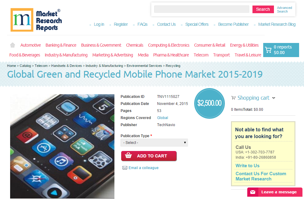 Global Green and Recycled Mobile Phone Market 2015-2019'