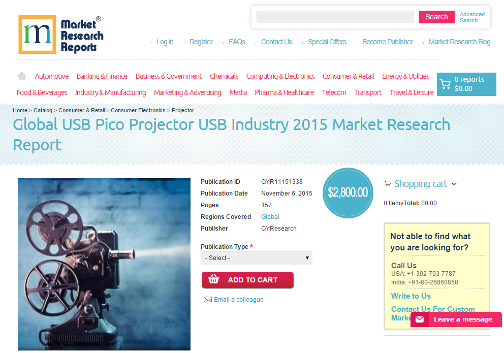 Global USB Pico Projector USB Industry 2015'