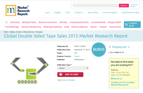 Global Double Sided Tape Sales 2015'