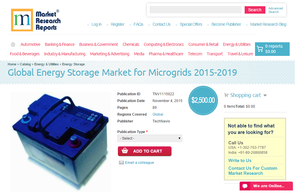 Global Energy Storage Market for Microgrids 2015-2019'