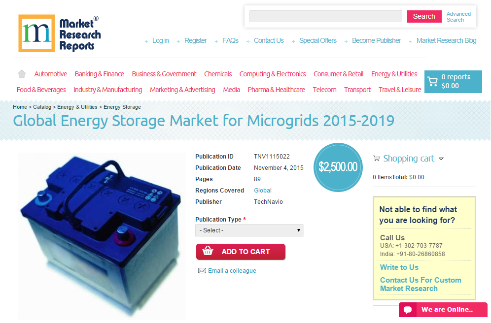 Global Energy Storage Market for Microgrids 2015-2019