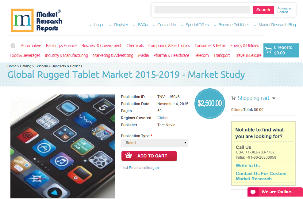 Global Rugged Tablet Market 2015-2019 - Market Study'