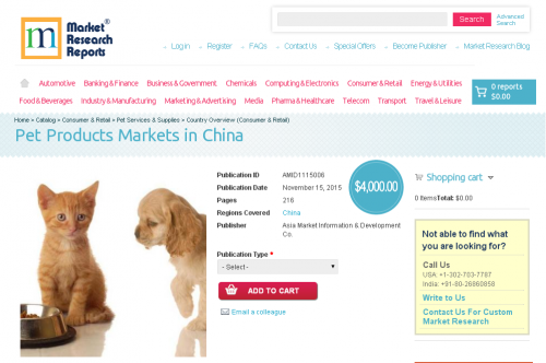 Pet Products Markets in China'