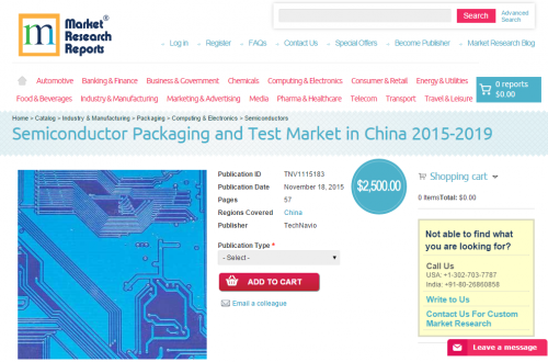 Semiconductor Packaging and Test Market in China 2015 - 2019'
