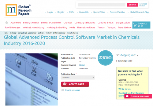 Global Advanced Process Control Software Market in Chemicals'