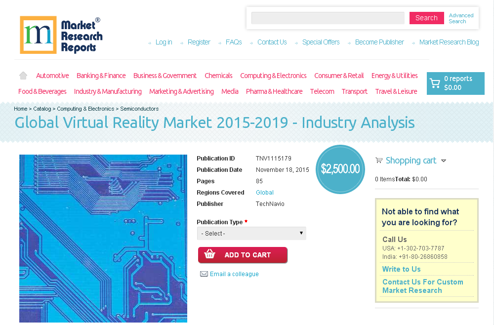 Global Virtual Reality Market 2015-2019 - Industry Analysis'