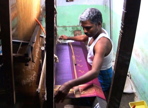 Silk Saree Weaving in Process'