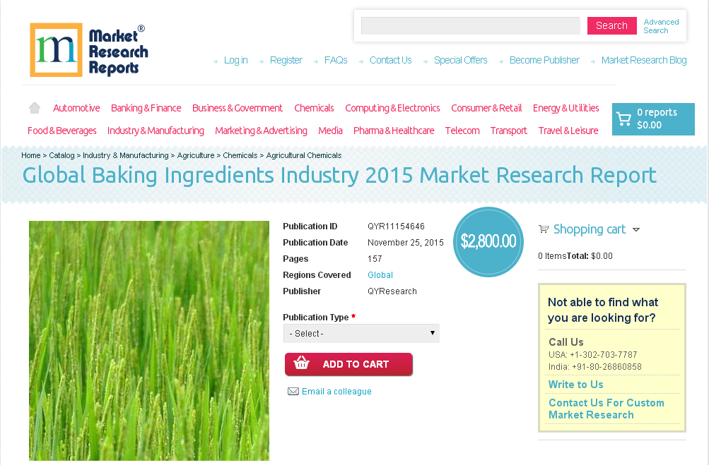 Global Baking Ingredients Industry 2015'