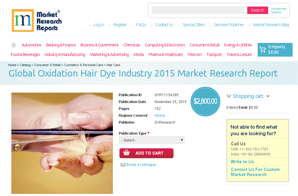 Global Oxidation Hair Dye Industry 2015'