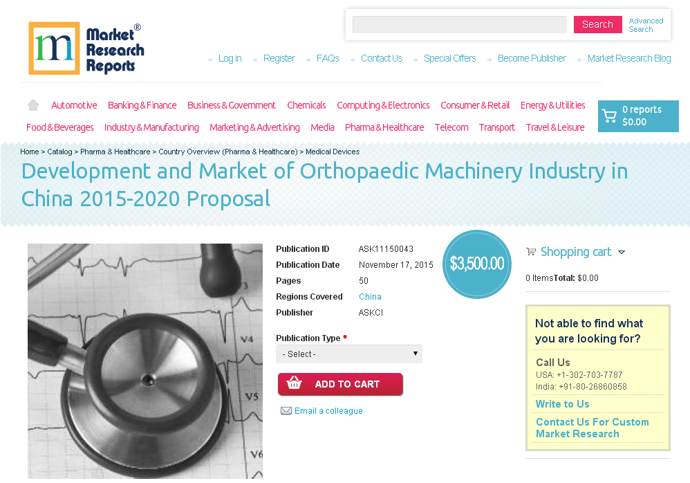 Development and Market of Orthopaedic Machinery Industry'