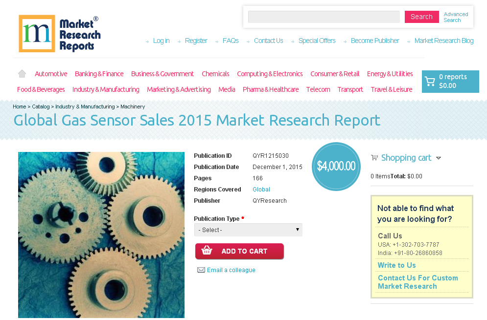 Global Gas Sensor Sales 2015'