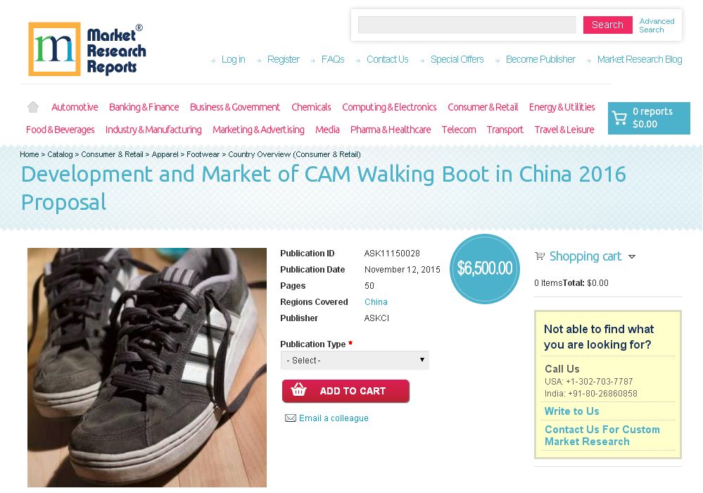 Development and Market of CAM Walking Boot in China 2016
