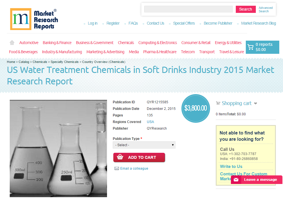 US Water Treatment Chemicals in Soft Drinks Industry 2015'