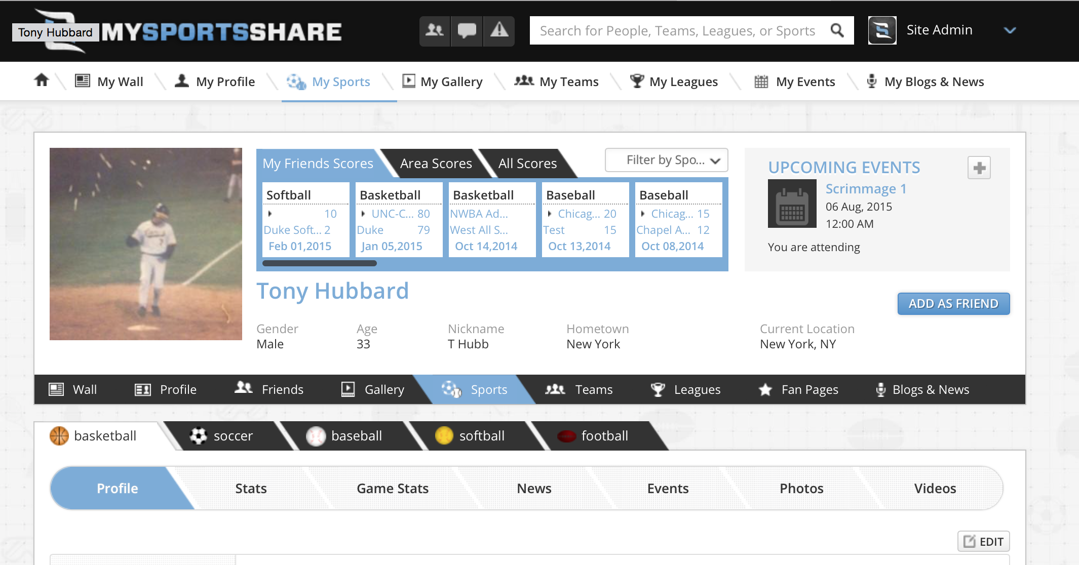MySportsShare Athletes' Career/Recruiting Page
