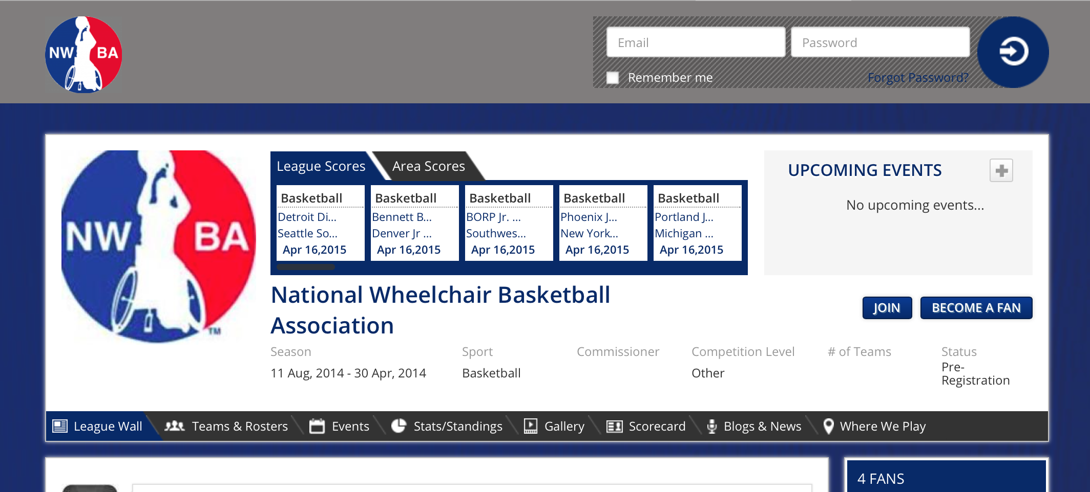 MySportsShare Sample League/Conference Page