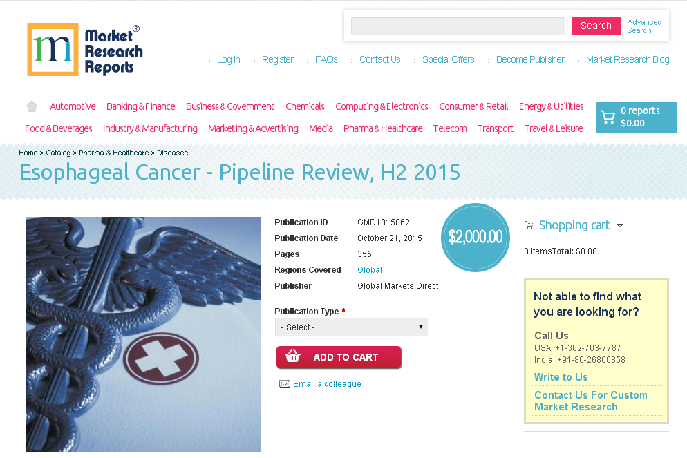 Esophageal Cancer - Pipeline Review, H2 2015