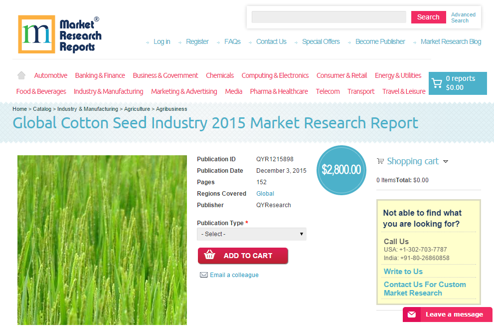 Global Cotton Seed Industry 2015