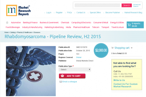 Rhabdomyosarcoma - Pipeline Review, H2 2015'