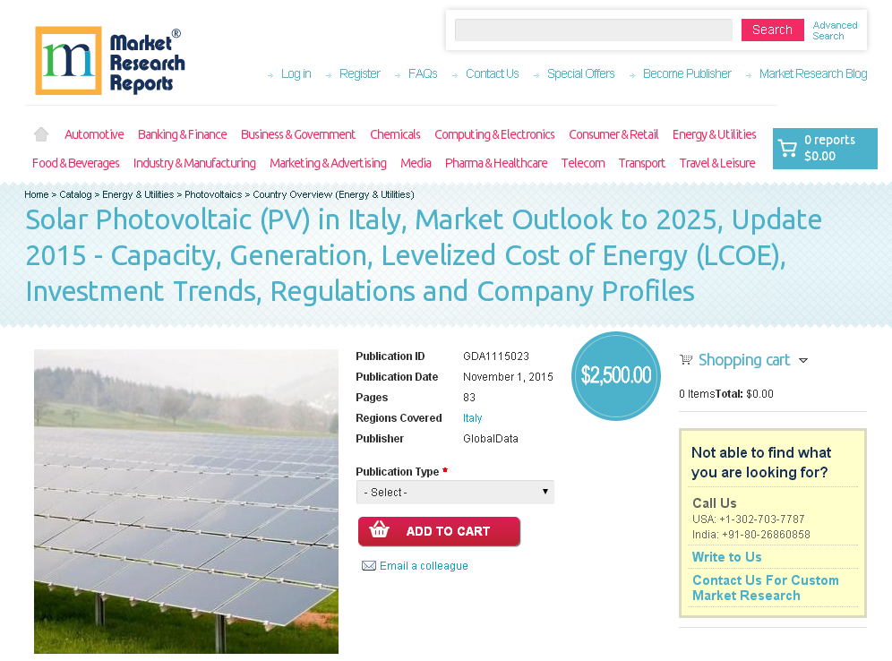 Solar Photovoltaic (PV) in Italy, Market Outlook to 2025'