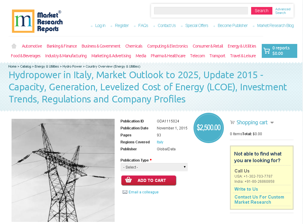 Hydropower in Italy, Market Outlook to 2025, Update 2015