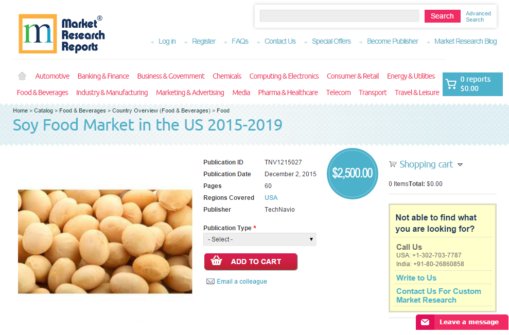 Soy Food Market in the US 2015 - 2019