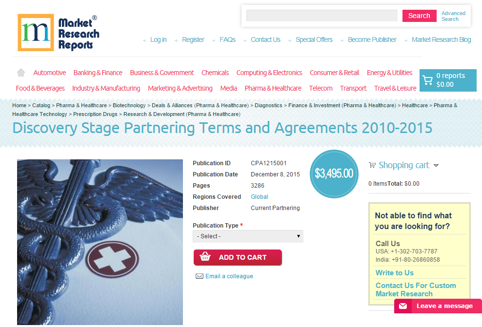 Discovery Stage Partnering Terms and Agreements 2010 - 2015'