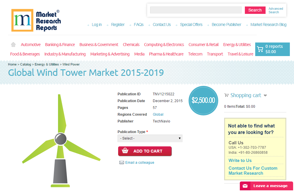 Global Wind Tower Market 2015-2019'