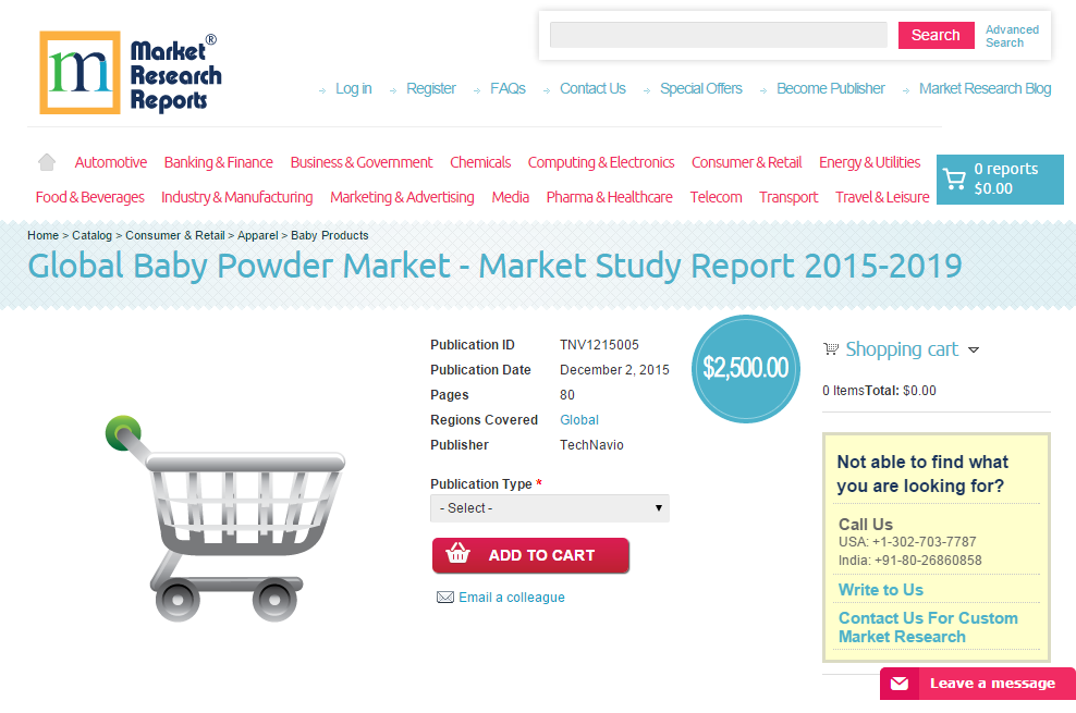 Global Baby Powder Market - Market Study Report 2015-2019