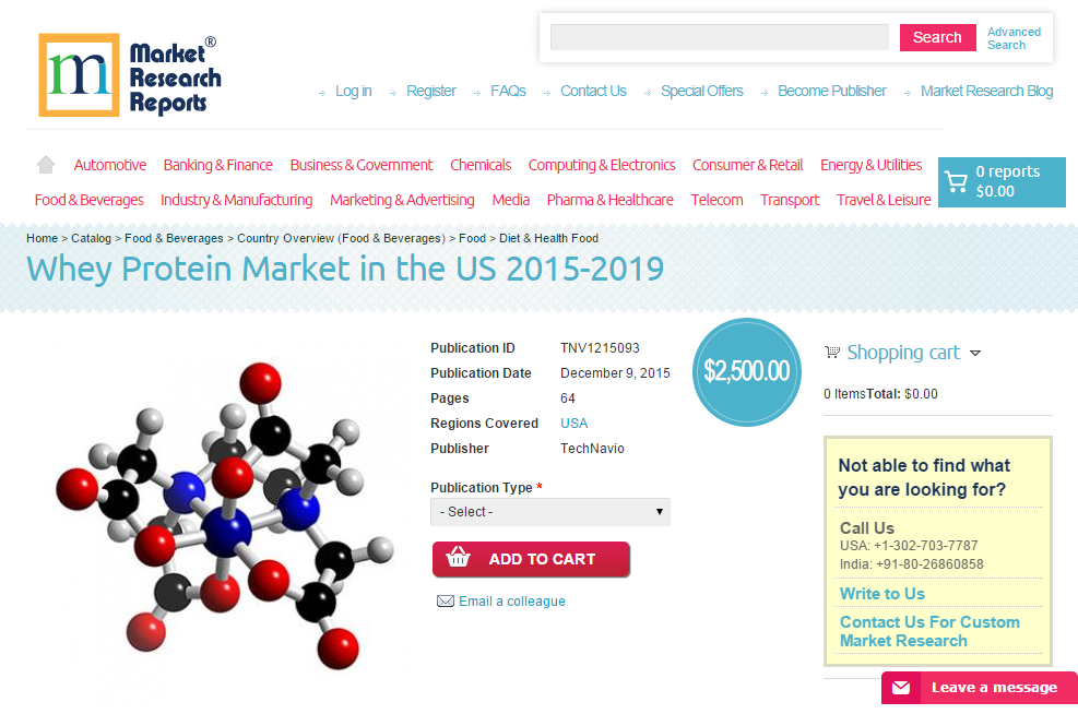 Whey Protein Market in the US 2015-2019'