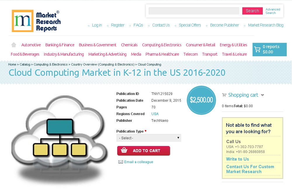 Cloud Computing Market in K-12 in the US 2016 - 2020'