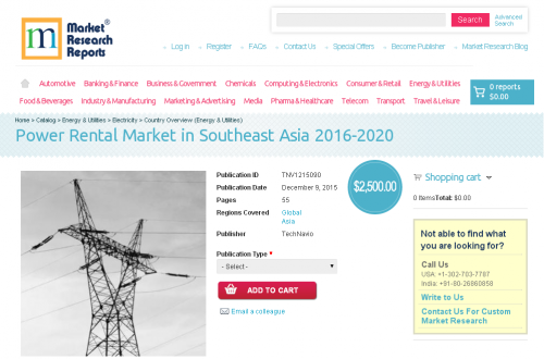 Power Rental Market in Southeast Asia 2016 - 2020'