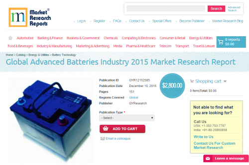 Global Advanced Batteries Industry 2015'