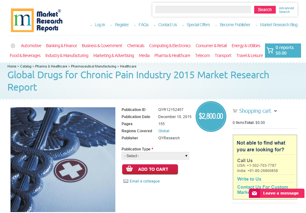 Global Drugs for Chronic Pain Industry 2015