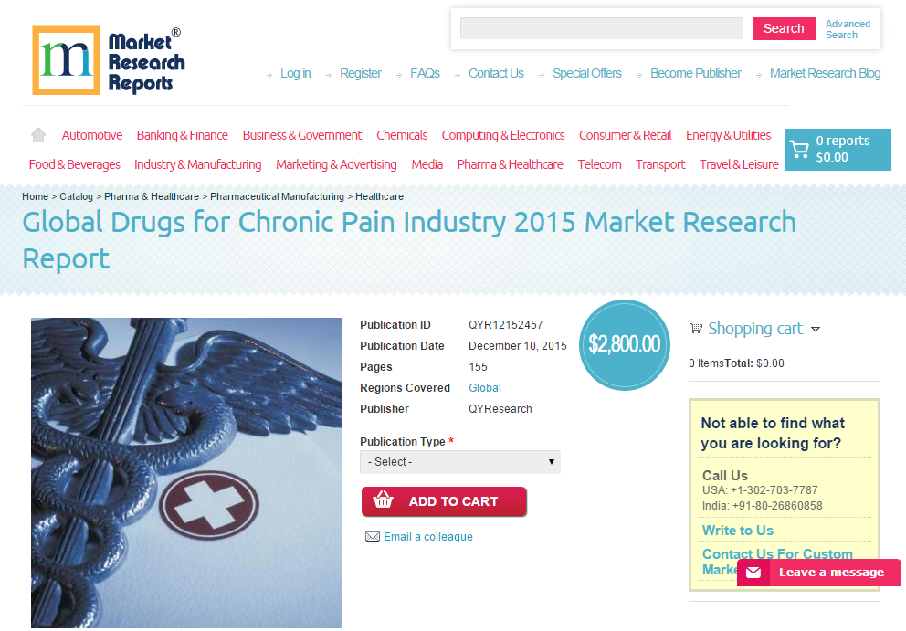 Global Drugs for Chronic Pain Industry 2015'