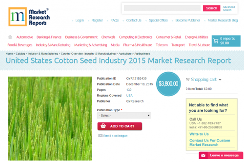 United States Cotton Seed Industry 2015'