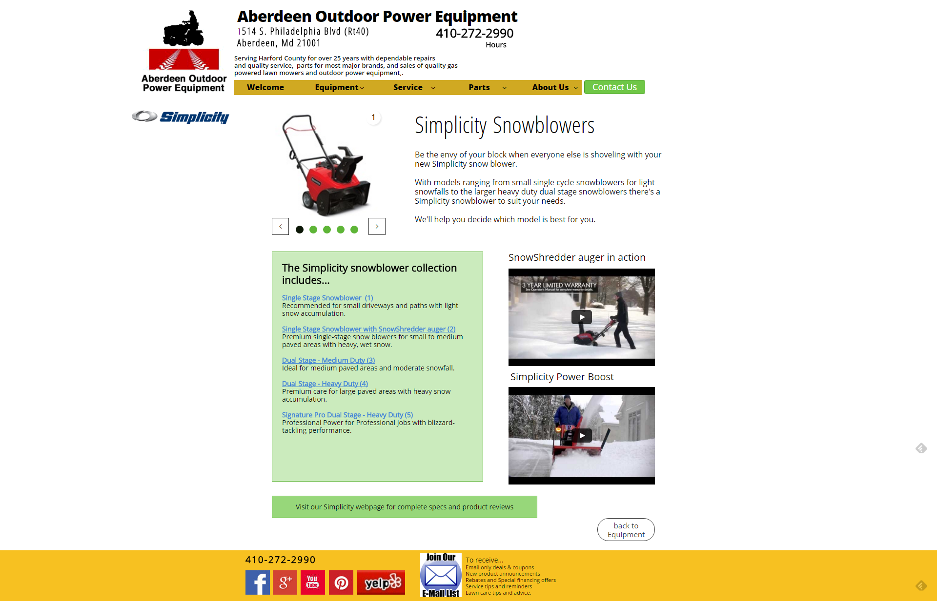 Simplicity Snowblowers'