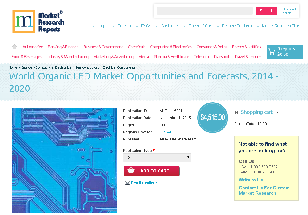 World Organic LED Market Opportunities and Forecasts, 2014