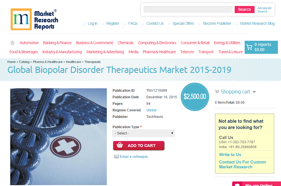Global Biopolar Disorder Therapeutics Market 2015 - 2019