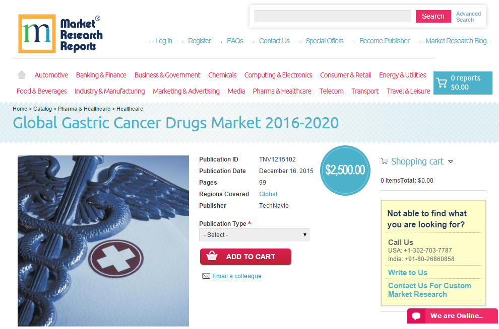 Global Gastric Cancer Drugs Market 2016 - 2020'