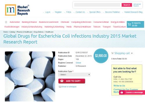 Global Drugs for Escherichia Coli Infections Industry 2015'