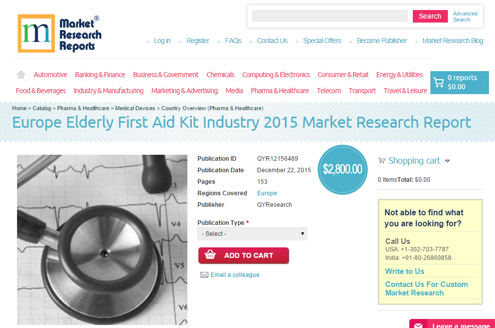 Europe Elderly First Aid Kit Industry 2015'