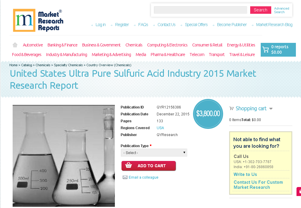 United States Ultra Pure Sulfuric Acid Industry 2015'