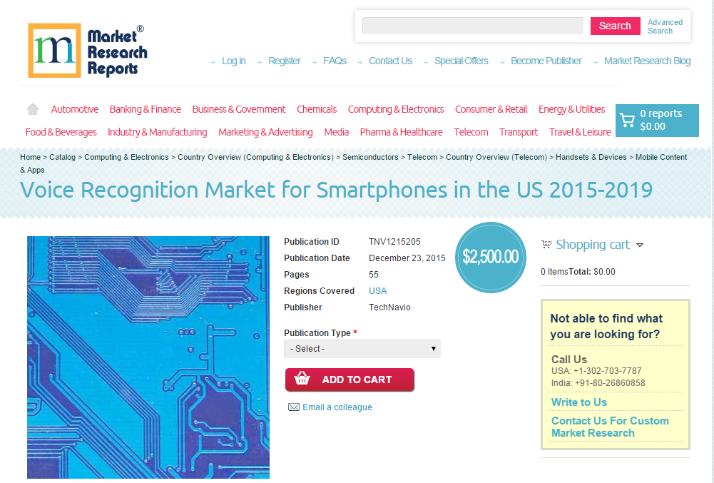 Voice Recognition Market for Smartphones in the US 2015'