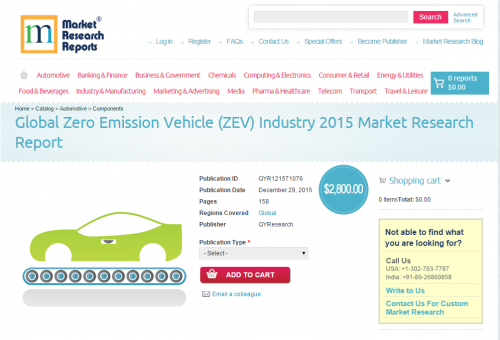 Global Zero Emission Vehicle (ZEV) Industry 2015'