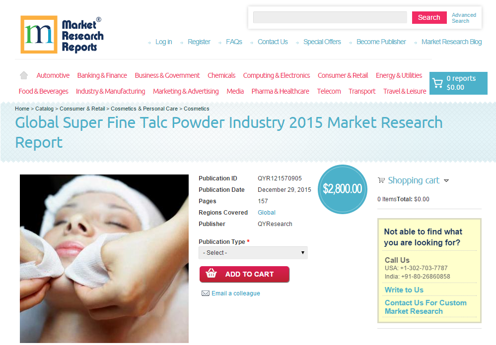 Global Super Fine Talc Powder Industry 2015'