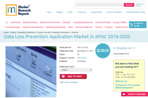 Data Loss Prevention Application Market in APAC 2016 - 2020'