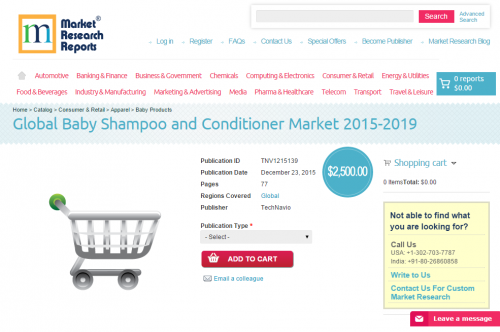 Global Baby Shampoo and Conditioner Market 2015 - 2019'