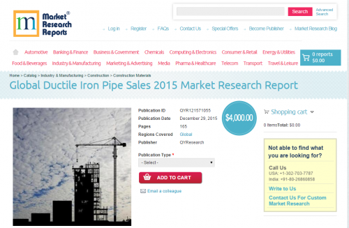 Global Ductile Iron Pipe Sales 2015'