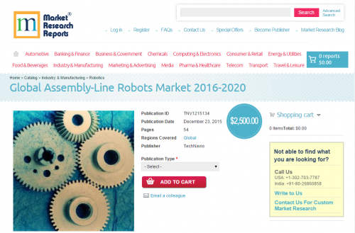 Global Assembly-Line Robots Market 2016 - 2020'