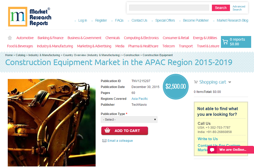 Construction Equipment Market in the APAC Region 2015 - 2019'